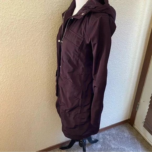 Athleta Downpour Coat Waterproof Mid Length Hooded Purple Full Zip: XXS - Picture 6 of 14
